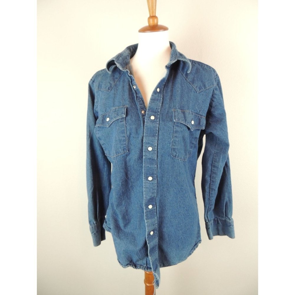 Saddle King Western denim snap shirt mens